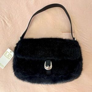 URBAN EXPRESSIONS Black Faux Fur Shoulder Bag